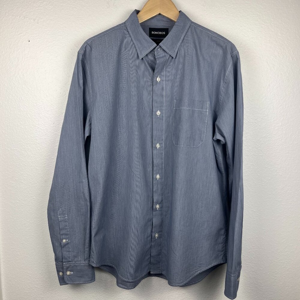 Bonobos | Blue White Dress Shirt Tailored Slim Fit, size L